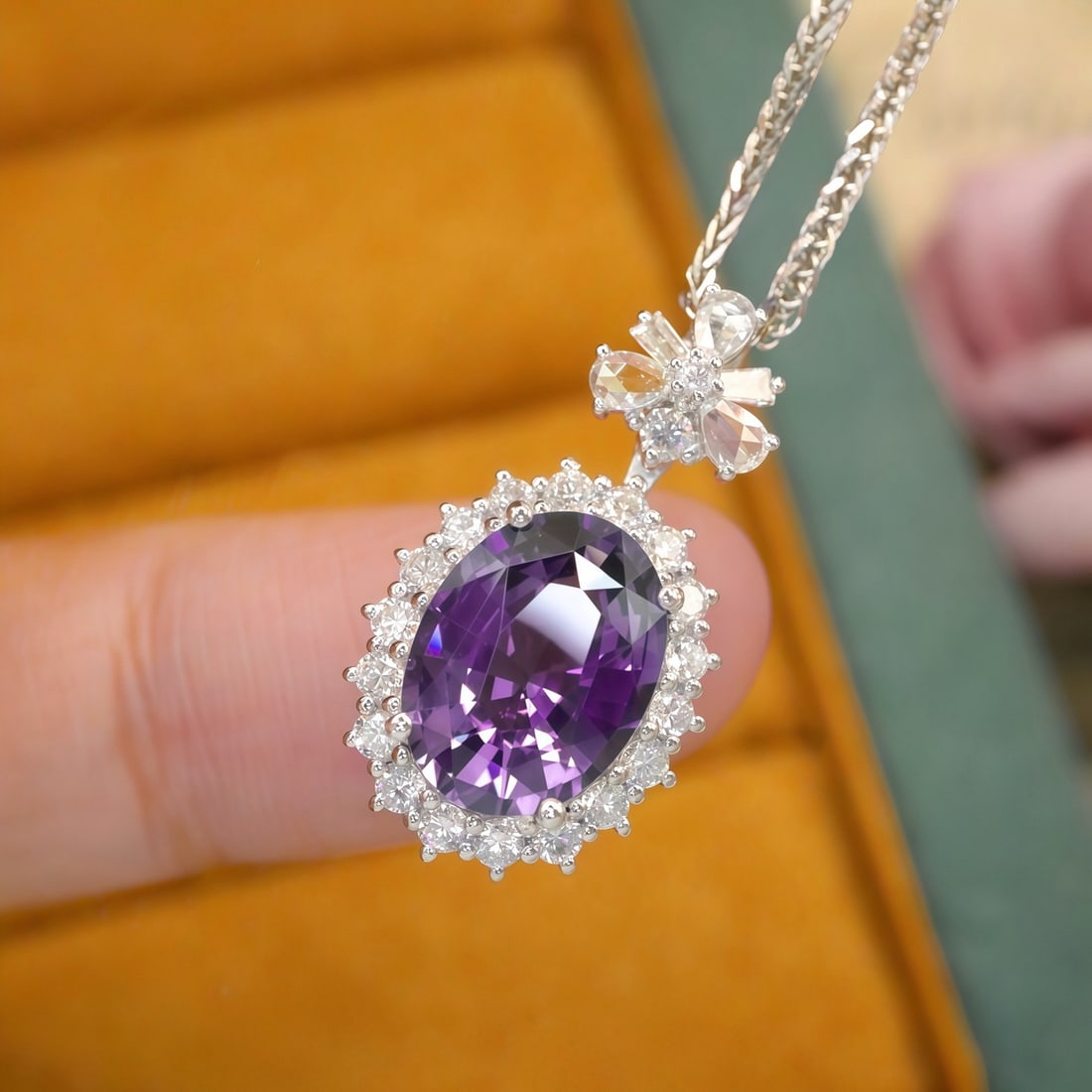 14k Gold 3.04 Ctw Natural Spinel & Diamond Pendant( Without Chain ) - 3
