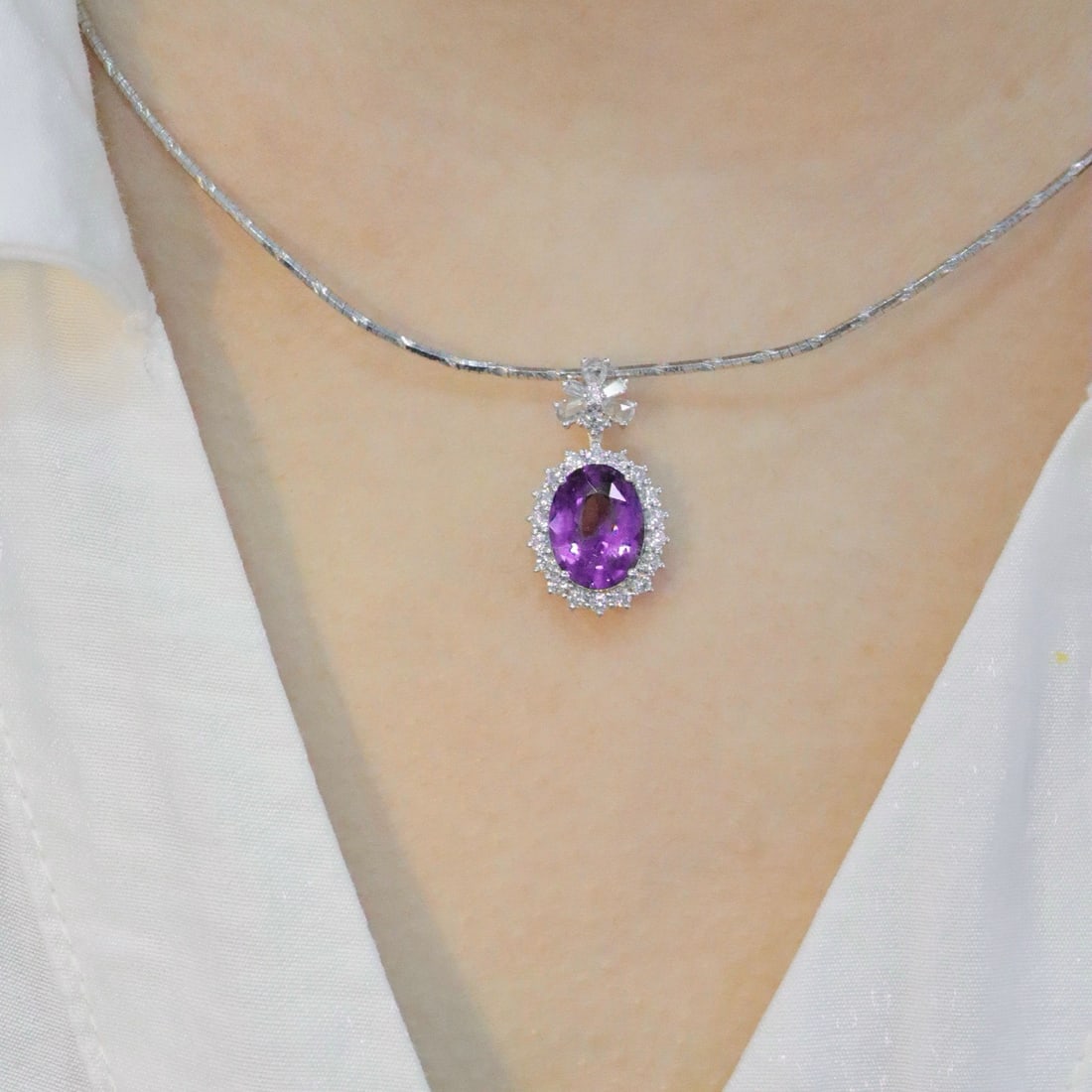 14k Gold 3.04 Ctw Natural Spinel & Diamond Pendant( Without Chain ) - 5