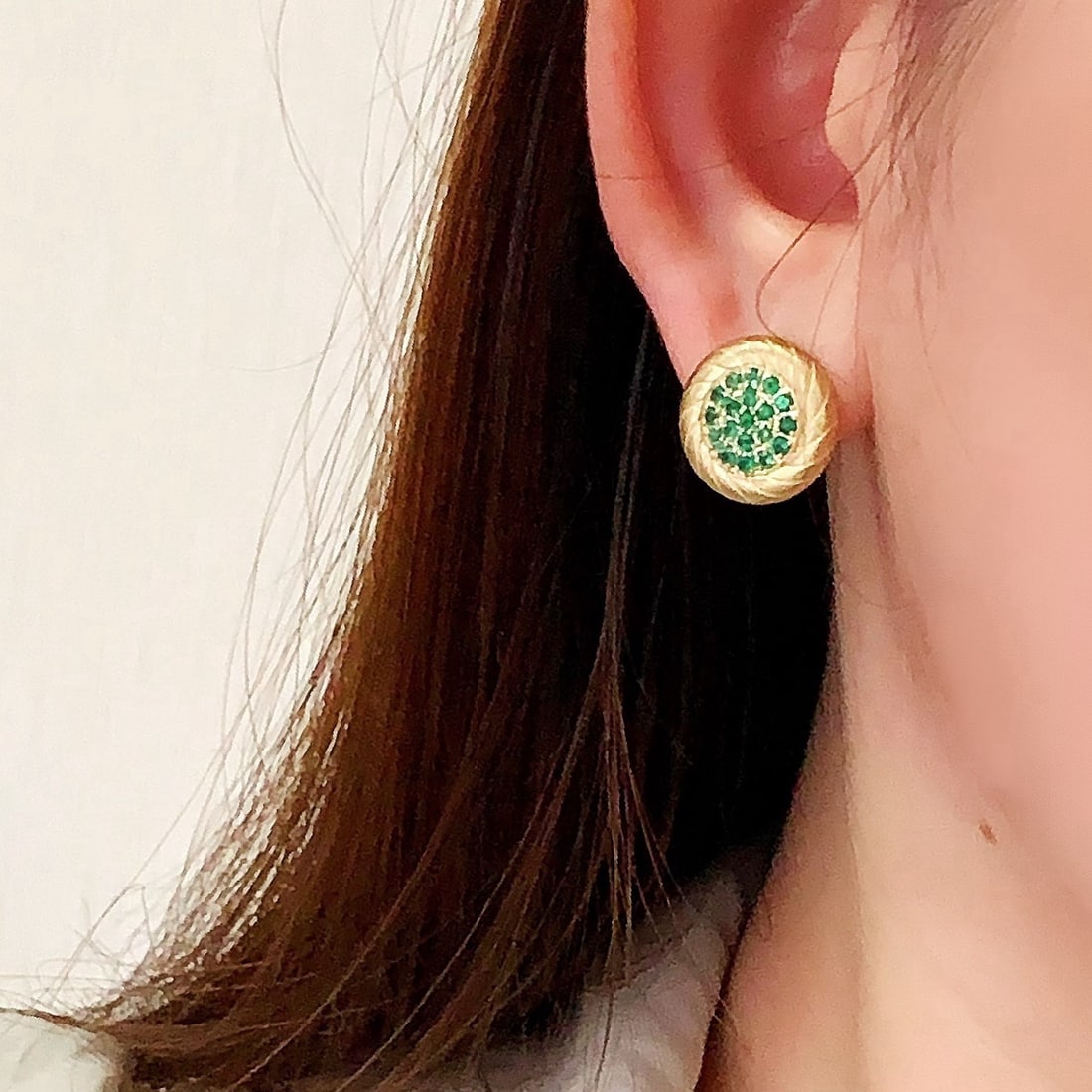 14k Gold 0.8 Ct Natural Emerald Earrings - 6