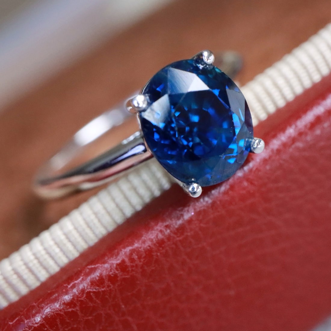 14k Gold 2.23 Ct Natural Sapphire Ring: Ref:231098401 // gold content:14k gold // ring size:7. 25us // // main gemstone:sapphire // shape:oval // carat weight:2. 23ct // color:blue // treatment:natural // Condition: New Low Estimate: