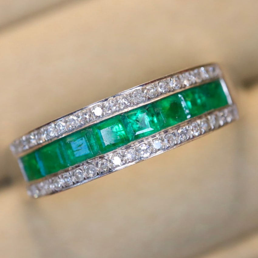 14k Gold 0.72 Ctw Natural Emerald & Diamond Ring - 5