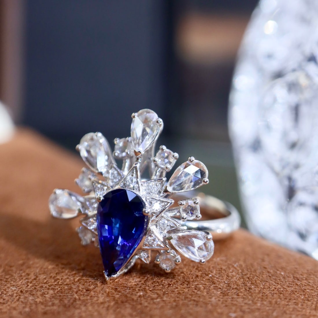 14k Gold 2.88 Ctw Vivid Blue Natural Sapphire & Diamond Ring/pendant( Without Chain ) - 2