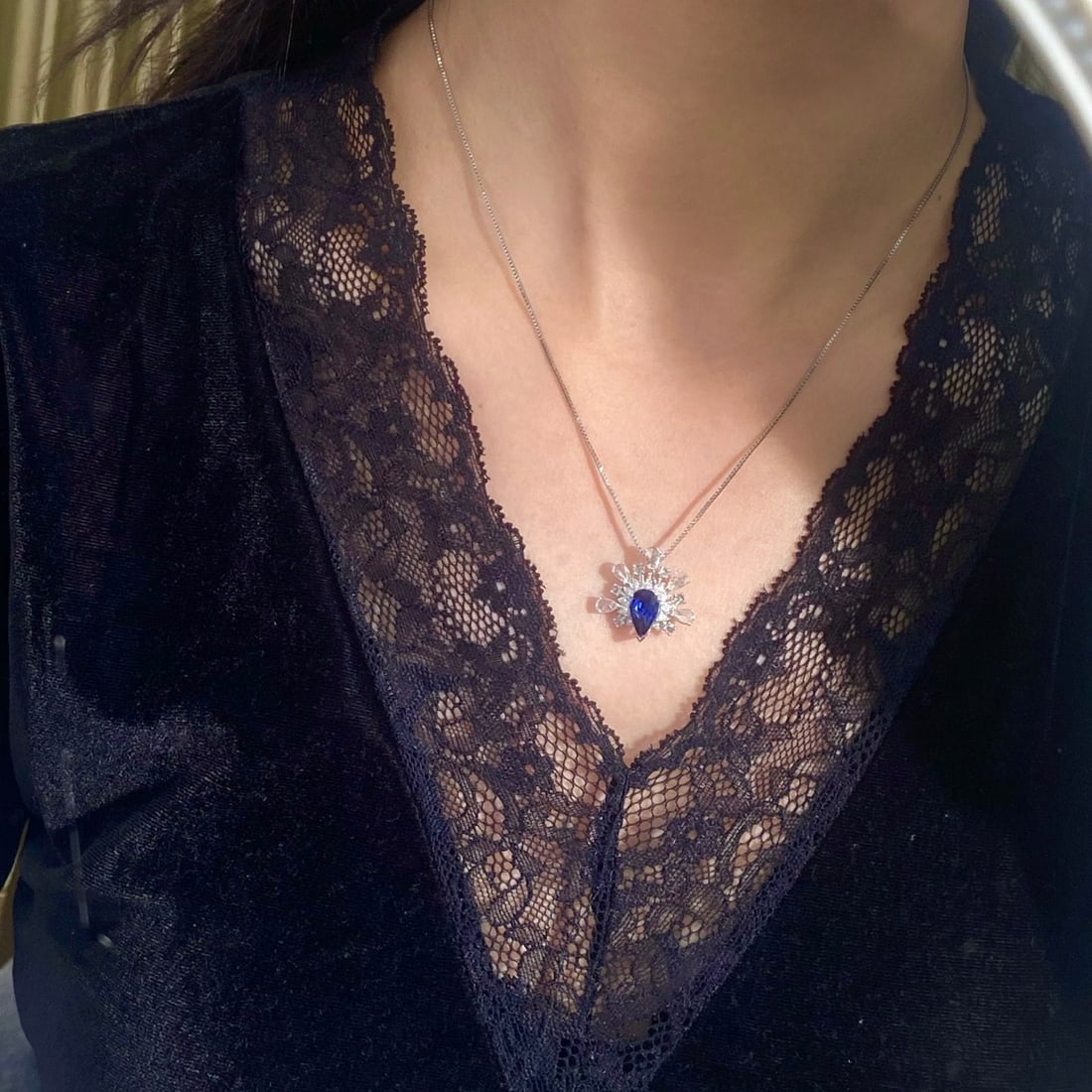 14k Gold 2.88 Ctw Vivid Blue Natural Sapphire & Diamond Ring/pendant( Without Chain ) - 6