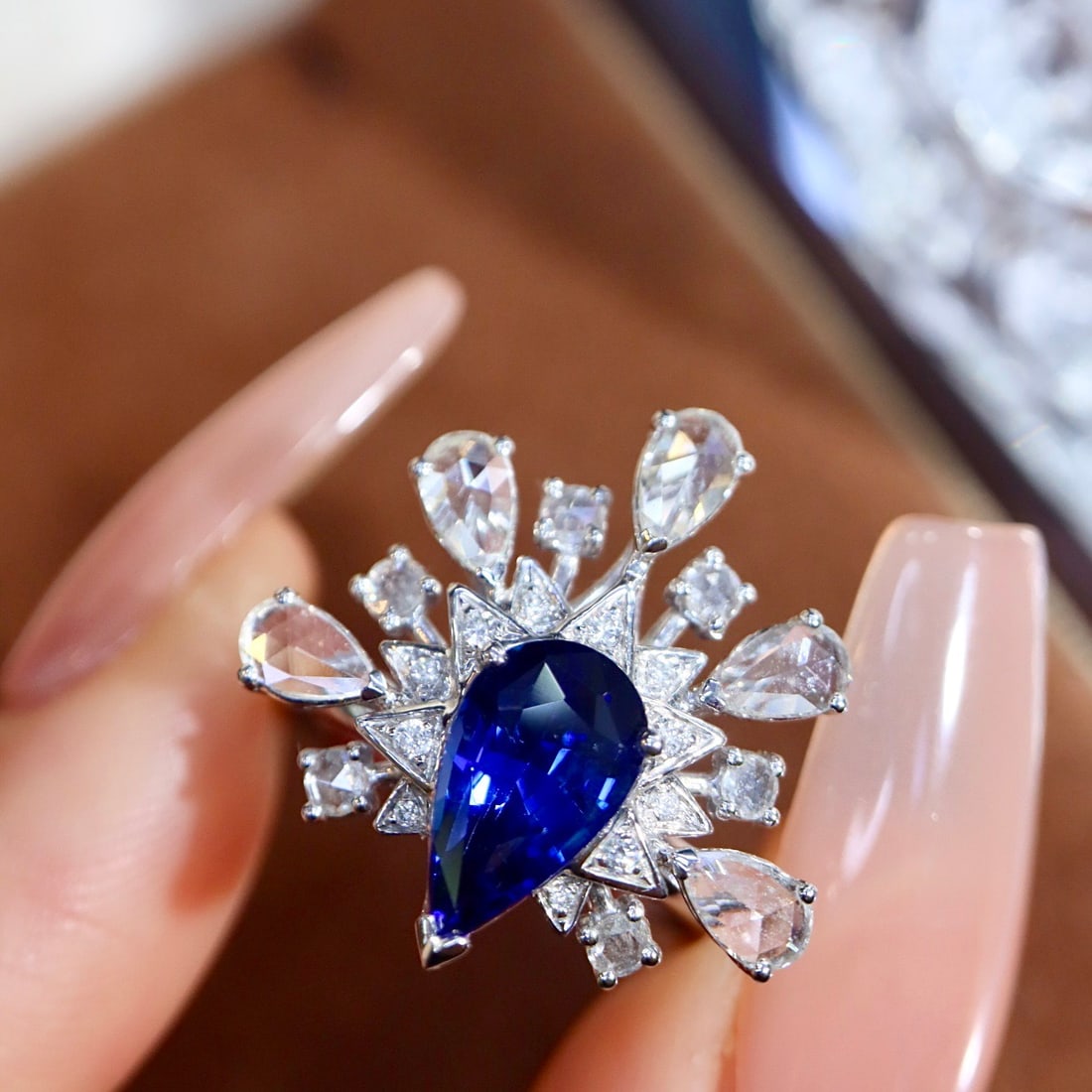 14k Gold 2.88 Ctw Vivid Blue Natural Sapphire & Diamond Ring/pendant( Without Chain ) - 7