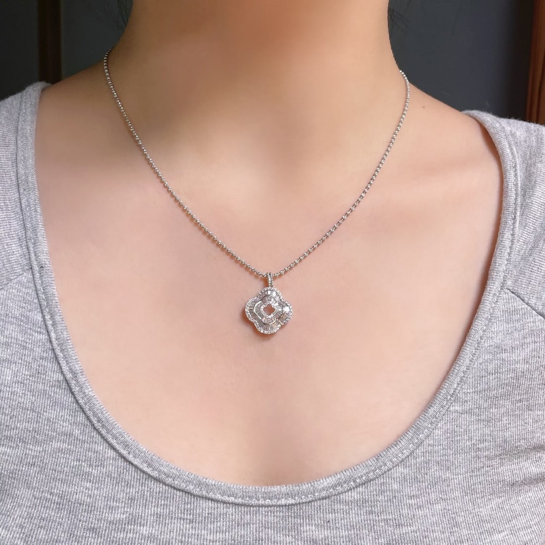 14k Gold 0.8 Ct Natural H Diamond Pendant( Without Chain ) - 6