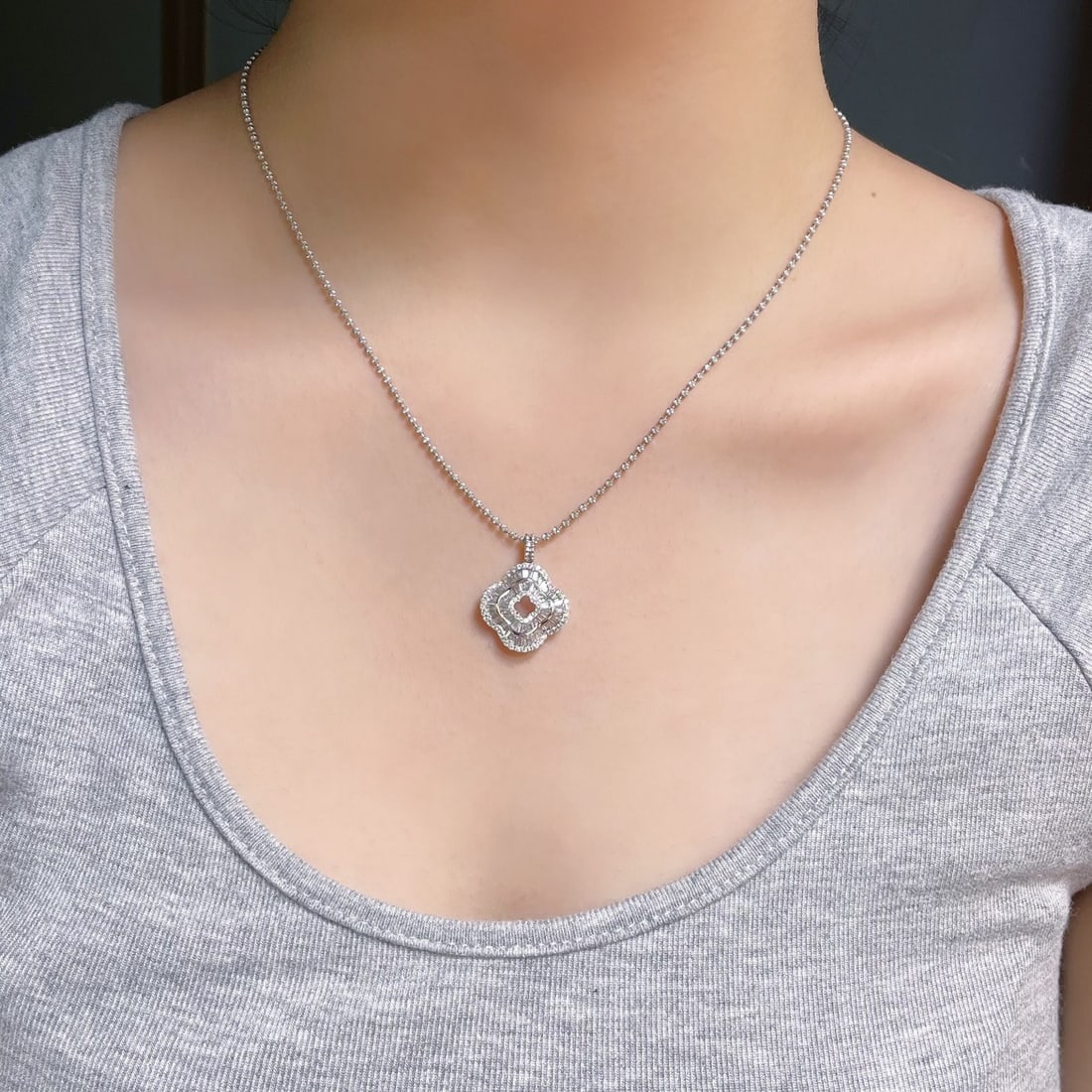 14k Gold 0.8 Ct Natural H Diamond Pendant( Without Chain ) - 7