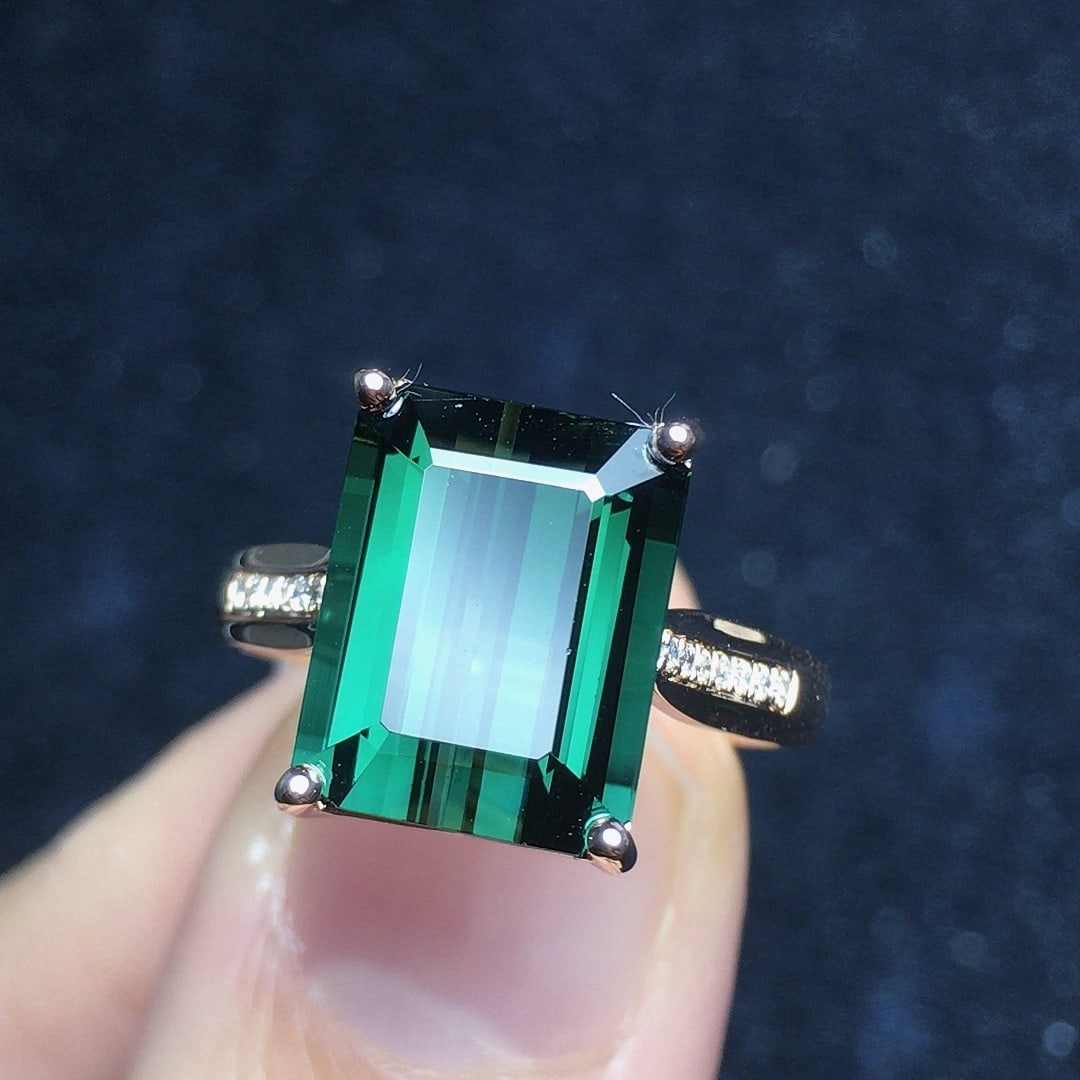 14k Gold 5.58 Ct Natural Tourmaline & Diamond Ring