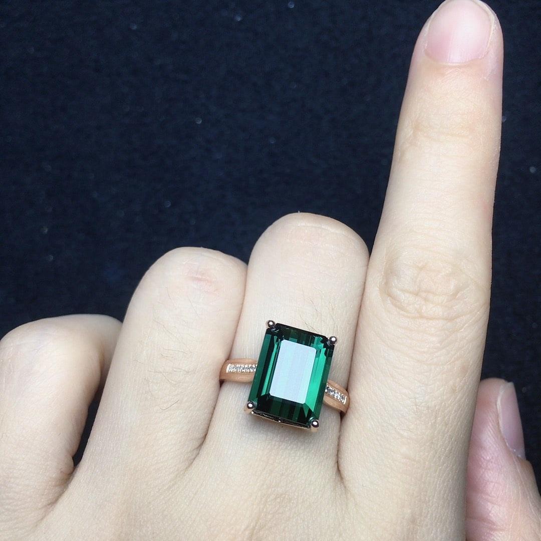 14k Gold 5.58 Ct Natural Tourmaline & Diamond Ring - 5