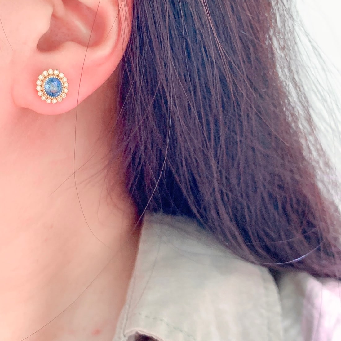 14k Gold 2.11 Ctw Natural Sapphire & Diamond Earrings - 3