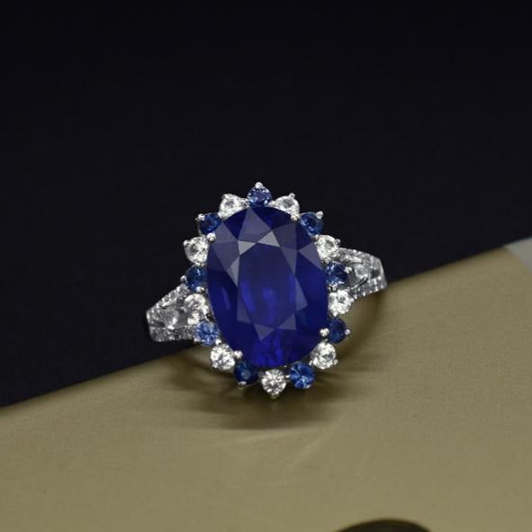 14k Gold 5.65 Ctw Natural Sapphire & Sapphire Ring - 3