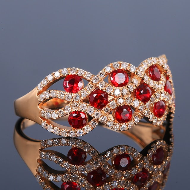 14k Gold 1.03 Ctw Natural Ruby & Diamond Ring - 3