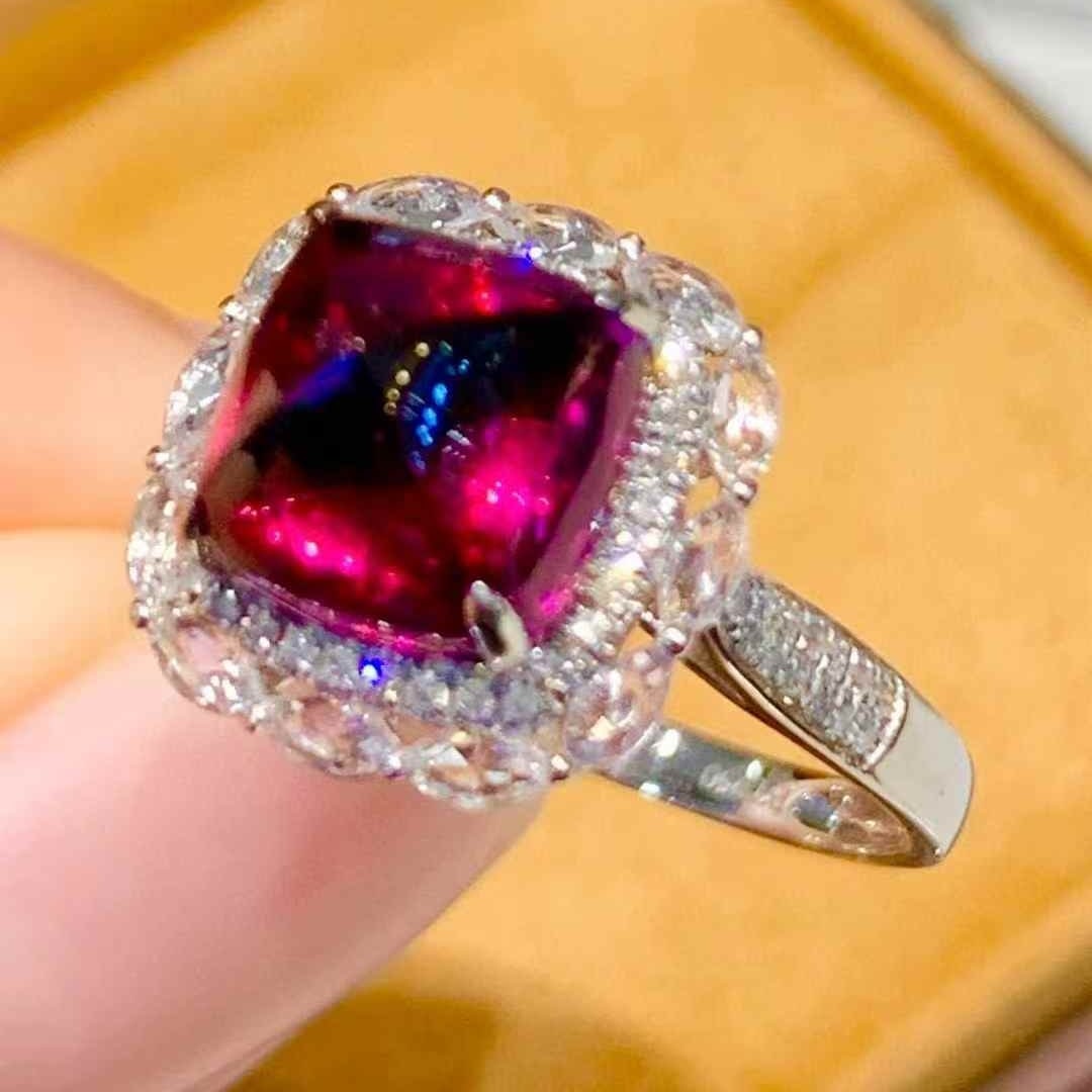 14k Gold 4.5 Ct Natural Tourmaline & Diamond Ring - 2