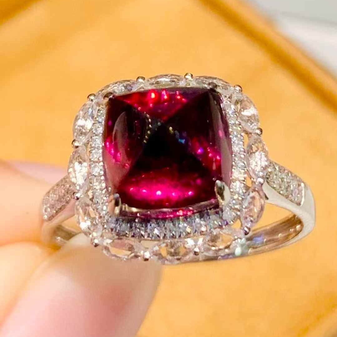 14k Gold 4.5 Ct Natural Tourmaline & Diamond Ring - 4