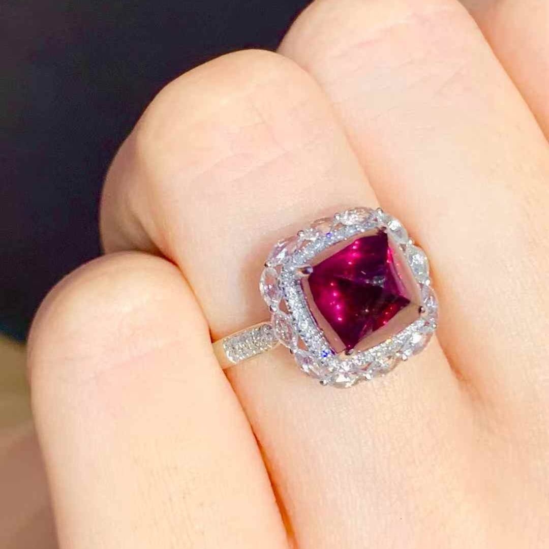 14k Gold 4.5 Ct Natural Tourmaline & Diamond Ring - 6