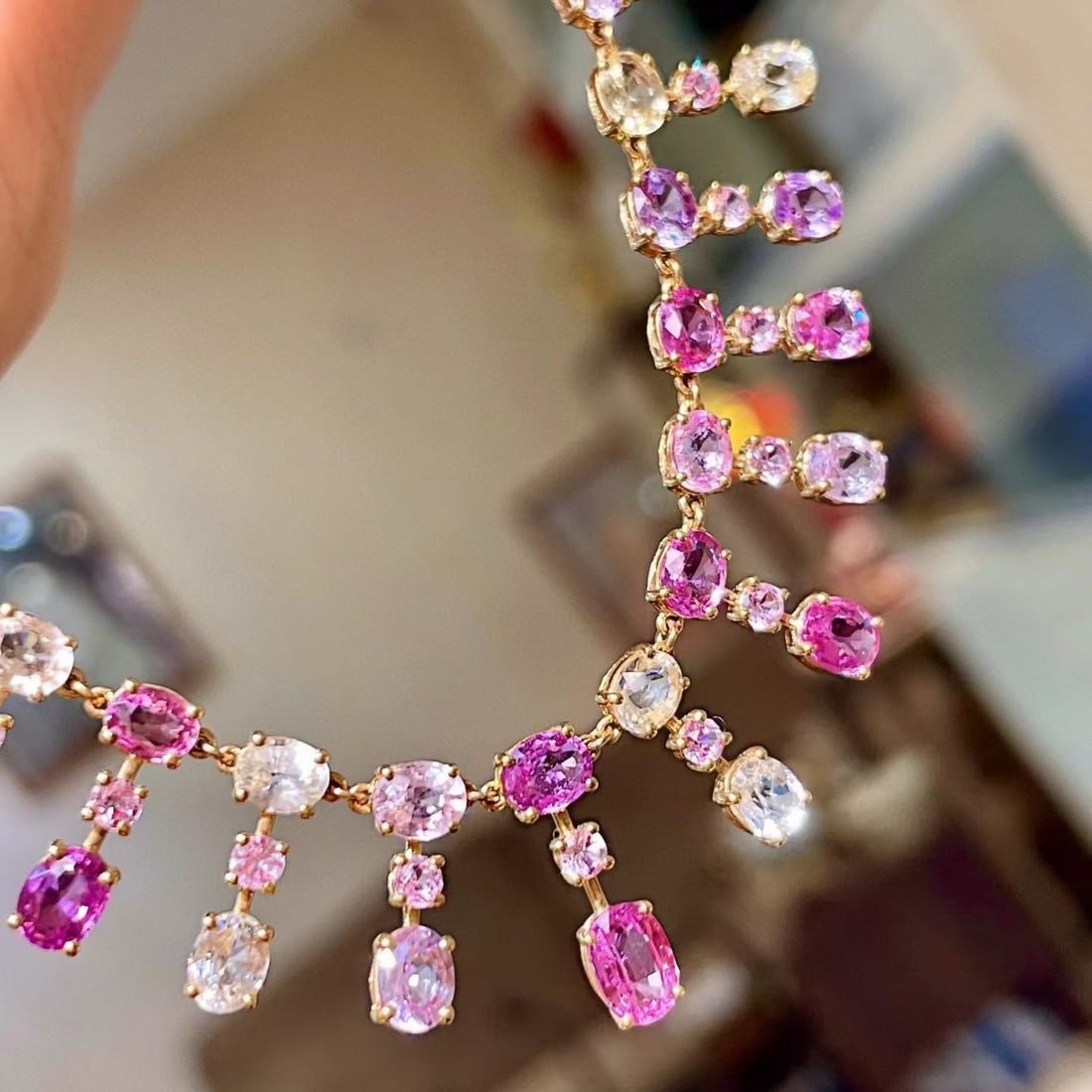 14k Gold 18.09 Ctw Natural Sapphire & Sapphire Necklace - 3