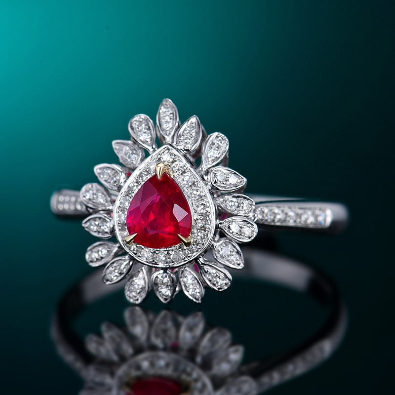 14k Gold 0.60 Ctw Natural Ruby & Diamond Ring - 2
