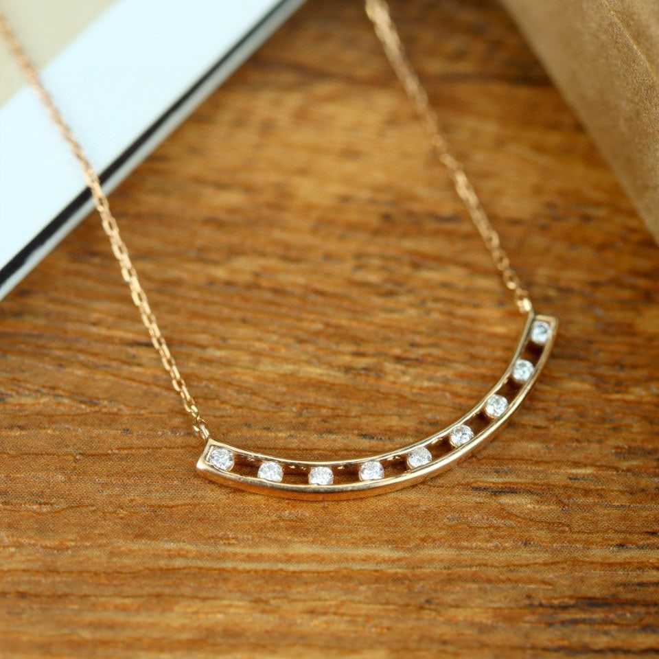 14k Gold 0.20 Ct Natural H Diamond Necklace - 5
