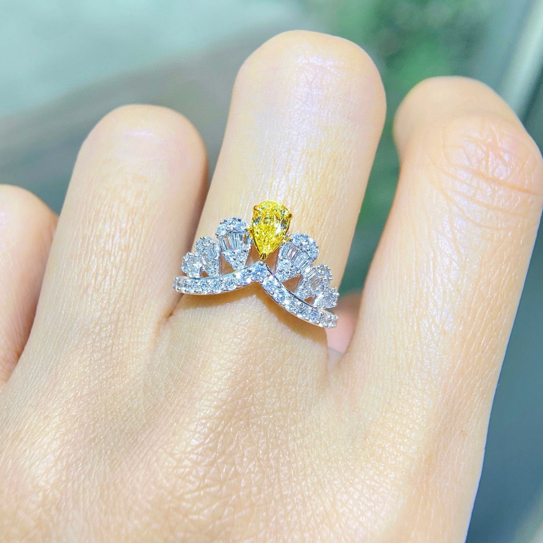 14k Gold 1.10 Ctw Natural Yellow Diamond & Diamond Ring - 3