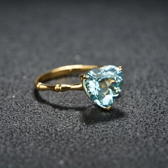 14k Gold 2.93 Ct Natural Aquamarine Ring - 3