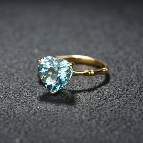 14k Gold 2.93 Ct Natural Aquamarine Ring - 4
