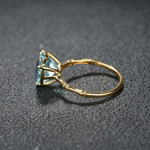 14k Gold 2.93 Ct Natural Aquamarine Ring - 5