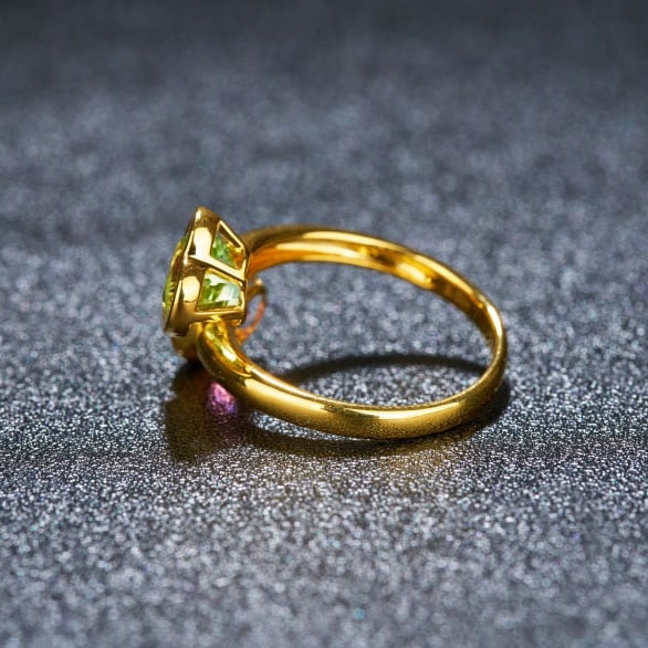14k Gold 3.0 Ct Natural Tourmaline & Toi Et Moi Ring - 4