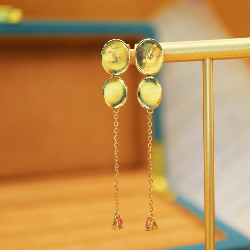 14k Gold 2.50 Ctw Natural Opal & Diamond Earrings - 5