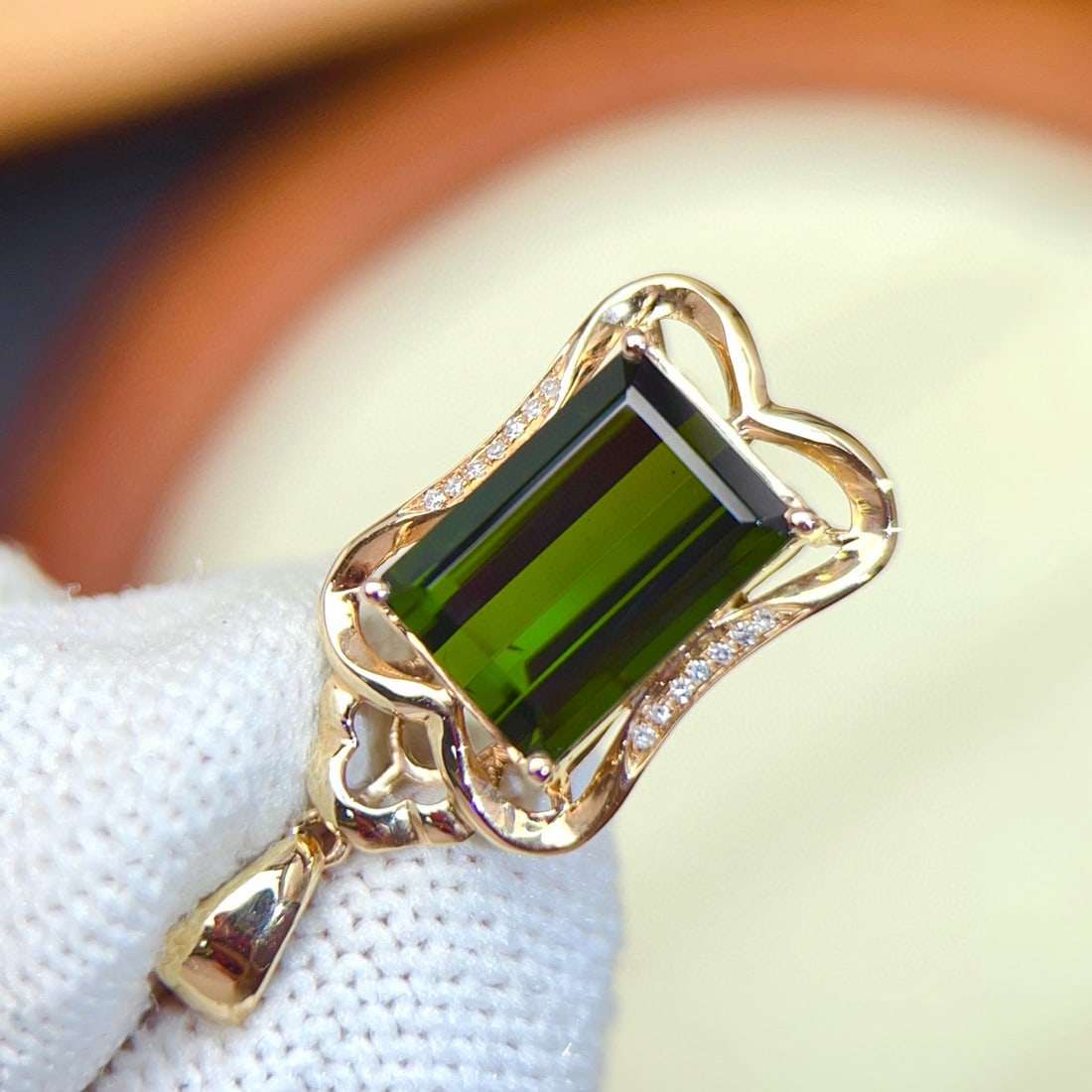 14k Gold 4.54 Ctw Natural Tourmaline & Diamond Pendant( Without Chain ) - 6