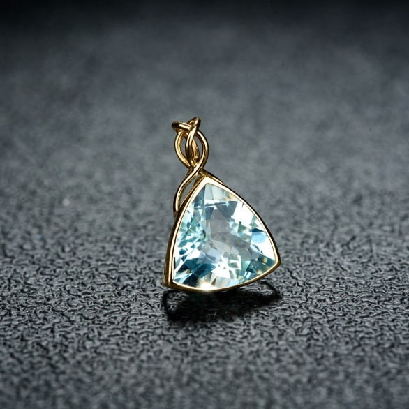 14k Gold 3.38 Ct Natural Aquamarine Pendant( Without Chain ) - 2