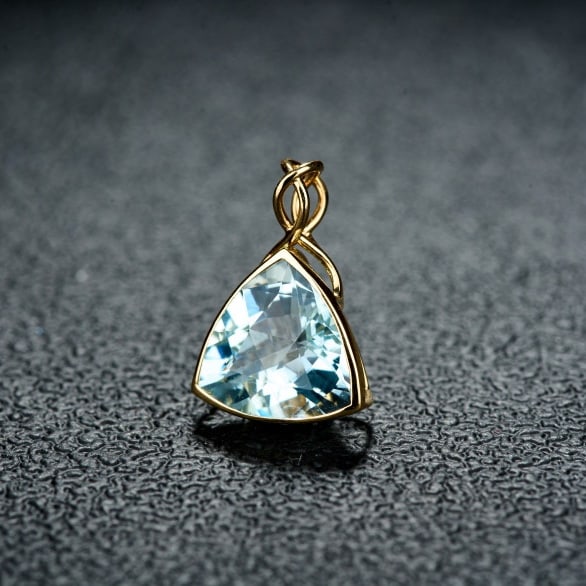14k Gold 3.38 Ct Natural Aquamarine Pendant( Without Chain ) - 3