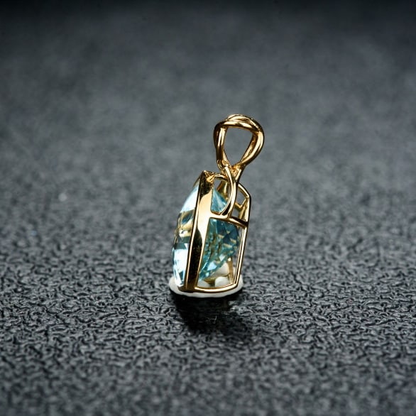 14k Gold 3.38 Ct Natural Aquamarine Pendant( Without Chain ) - 4