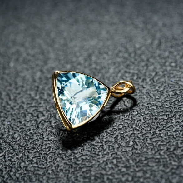 14k Gold 3.38 Ct Natural Aquamarine Pendant( Without Chain ) - 7