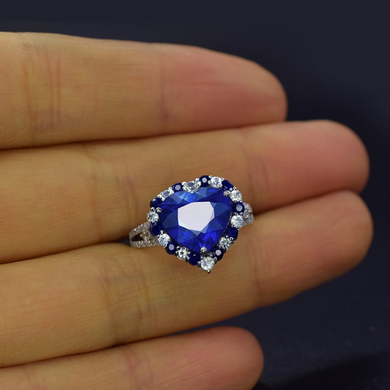 14k Gold 4.31 Ctw Natural Sapphire & Sapphire Ring - 2