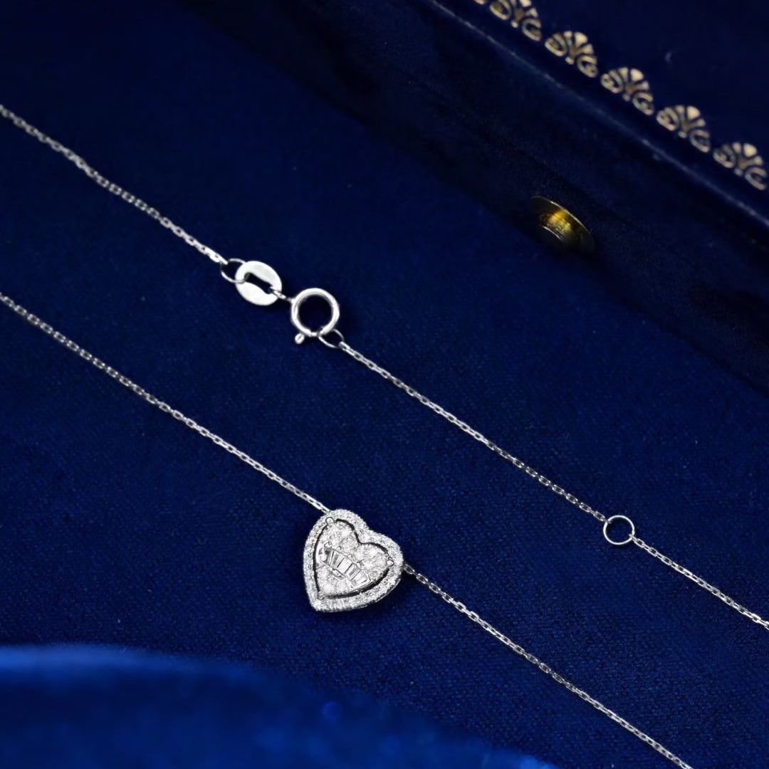 14k Gold 0.35 Ct Natural H Diamond Necklace - 3