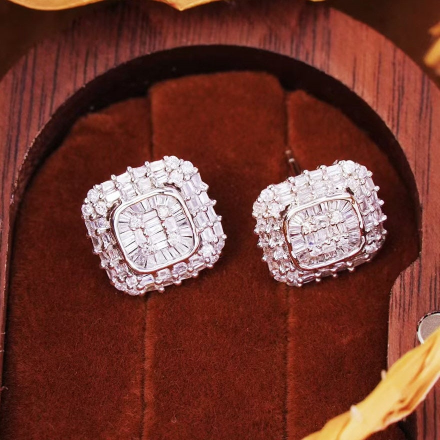14k Gold 1.1 Ct Natural H Diamond Earrings - 2