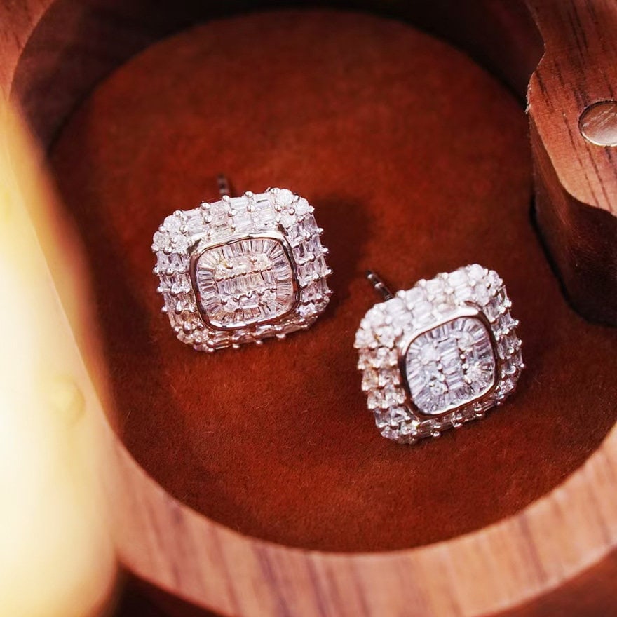 14k Gold 1.1 Ct Natural H Diamond Earrings - 4