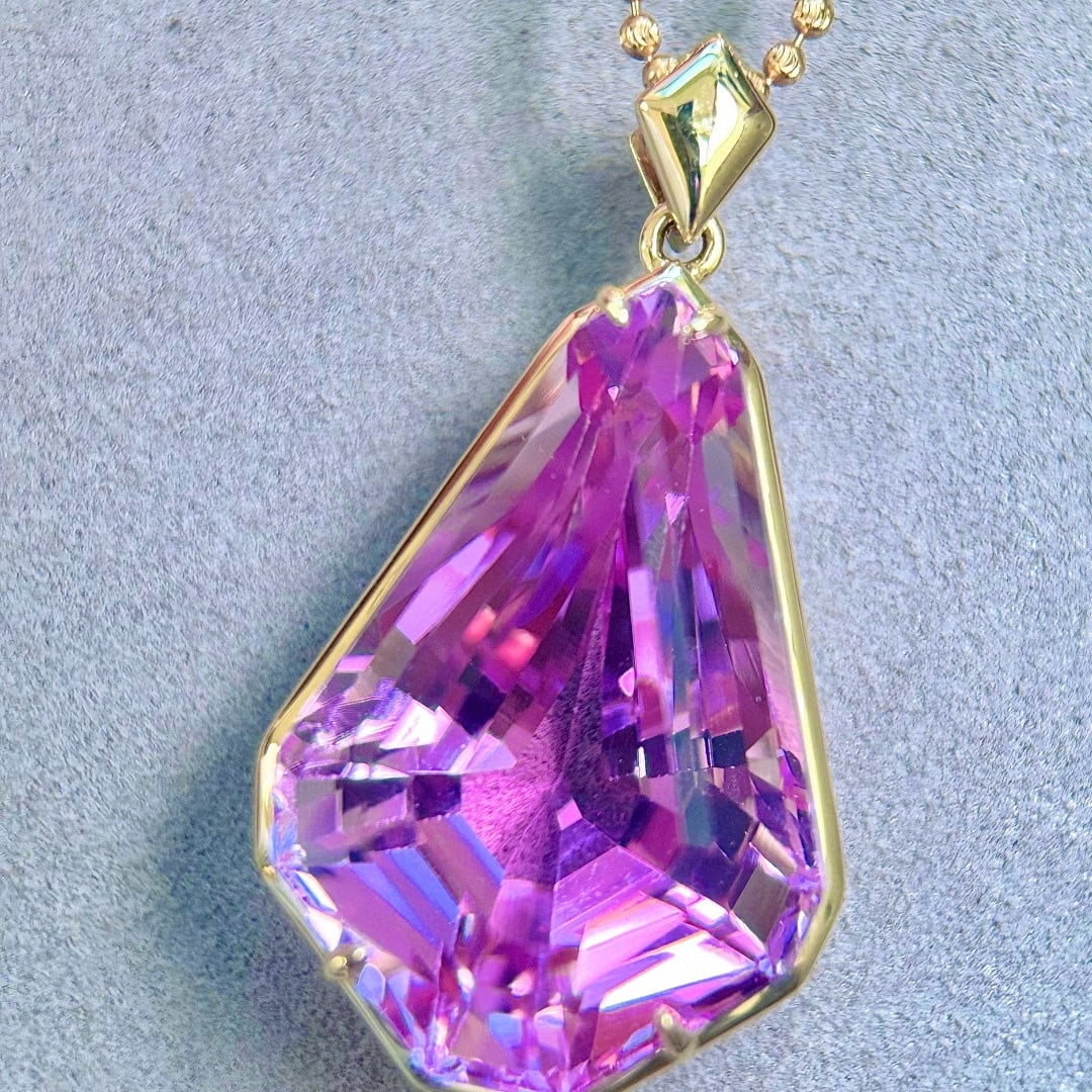 14k Gold 36.71 Ct Natural Kunzite Pendant( Without Chain ) - 5