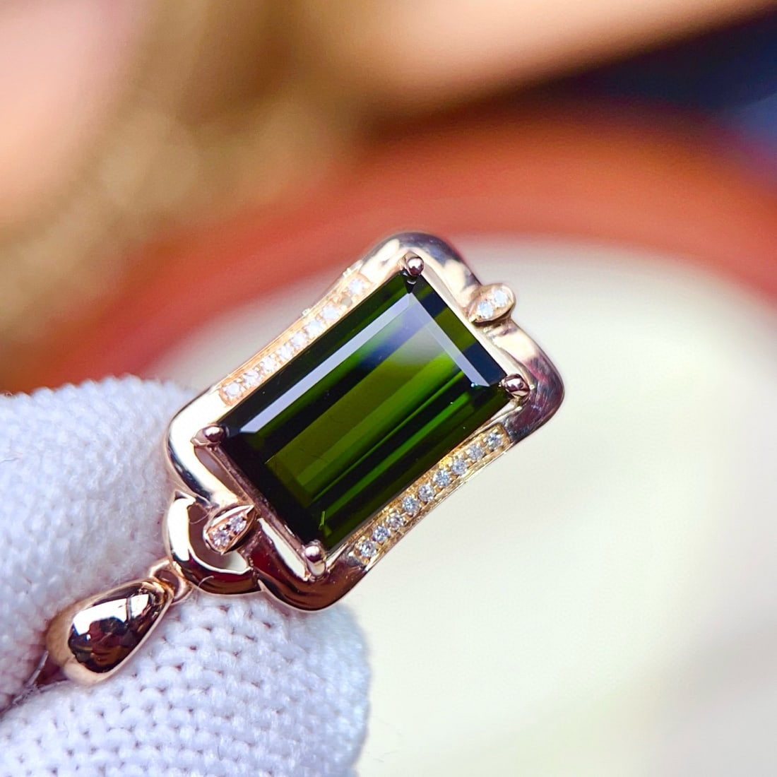 14k Gold 4.71 Ctw Natural Tourmaline & Diamond Pendant( Without Chain ) - 3