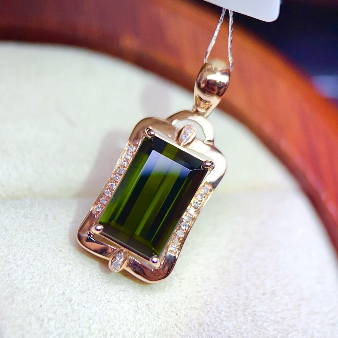 14k Gold 4.71 Ctw Natural Tourmaline & Diamond Pendant( Without Chain ) - 5