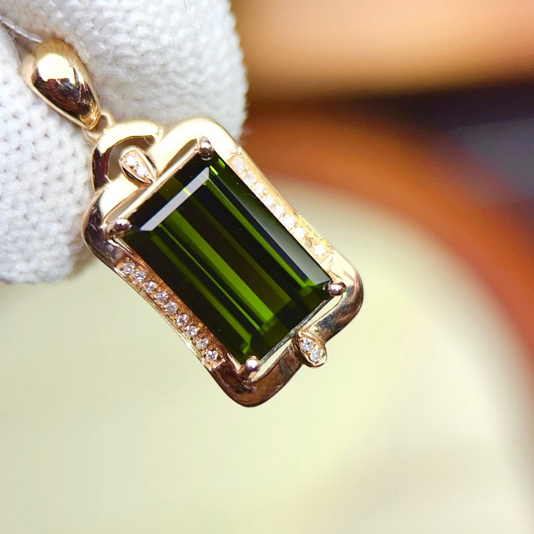 14k Gold 4.71 Ctw Natural Tourmaline & Diamond Pendant( Without Chain ) - 6