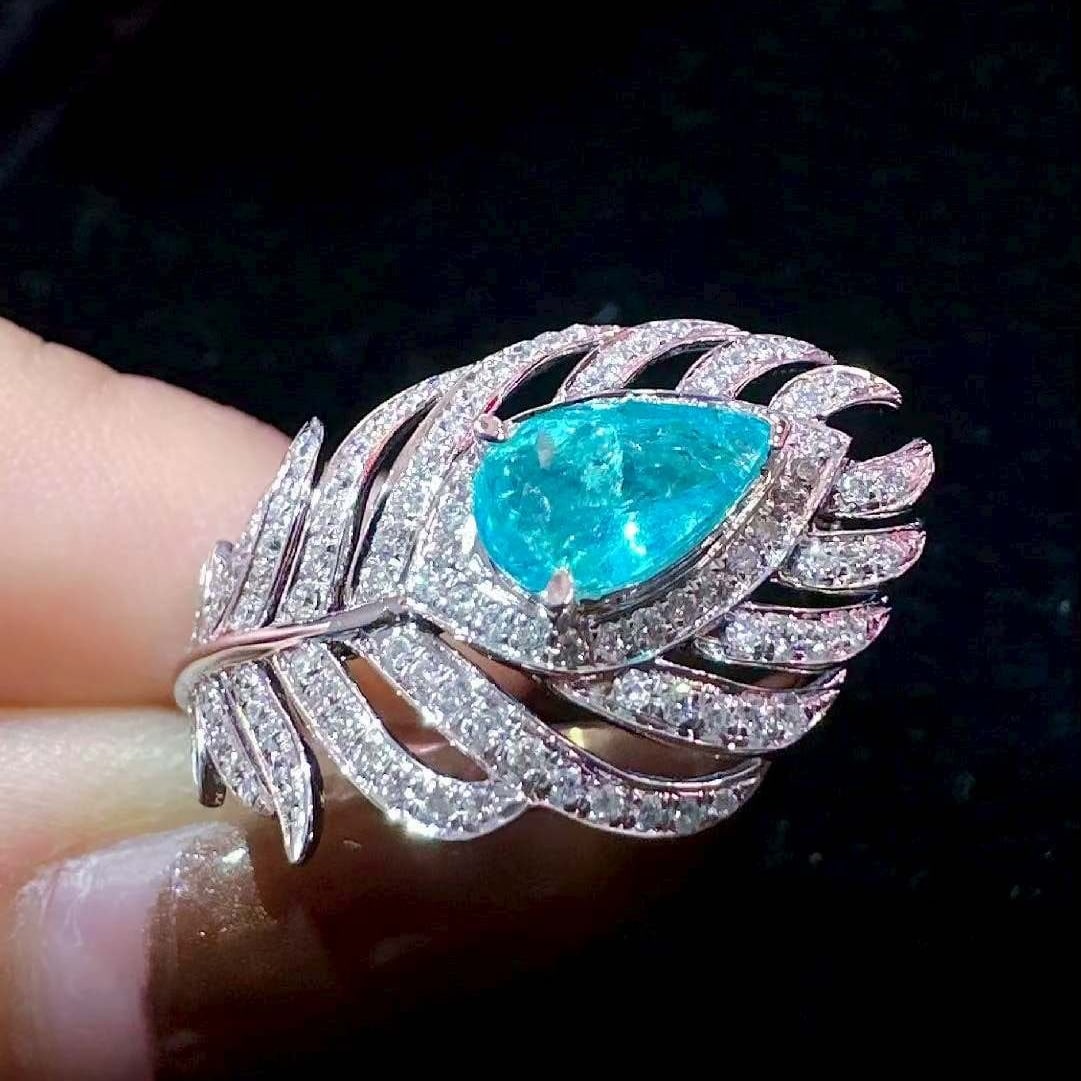 14k Gold 1.35 Ctw Natural Paraiba Tourmaline & Diamond Ring - 3