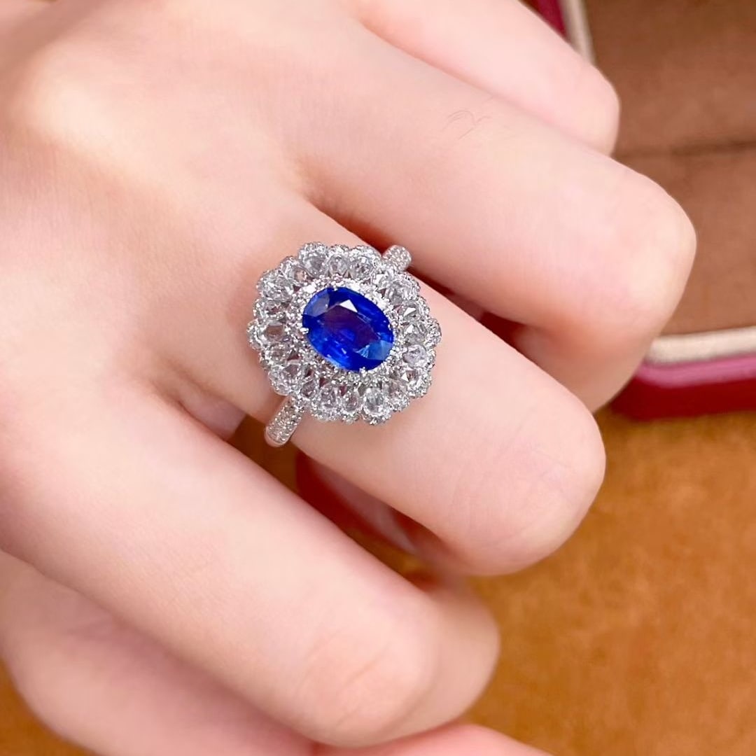 14k Gold 2.13 Ctw Natural Sapphire & Diamond Ring - 4