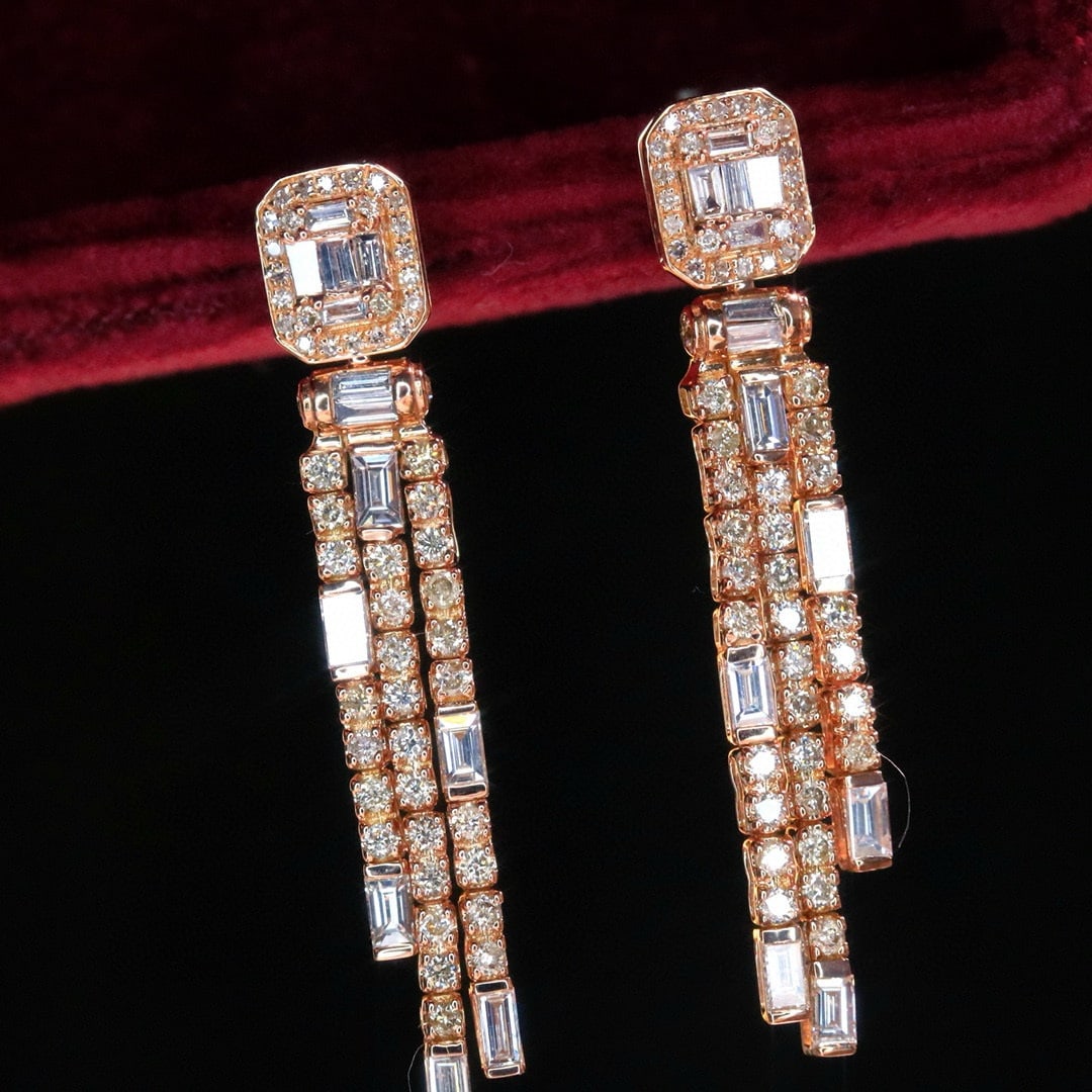 14k Gold 1.46 Ct Natural H Diamond Earrings - 2