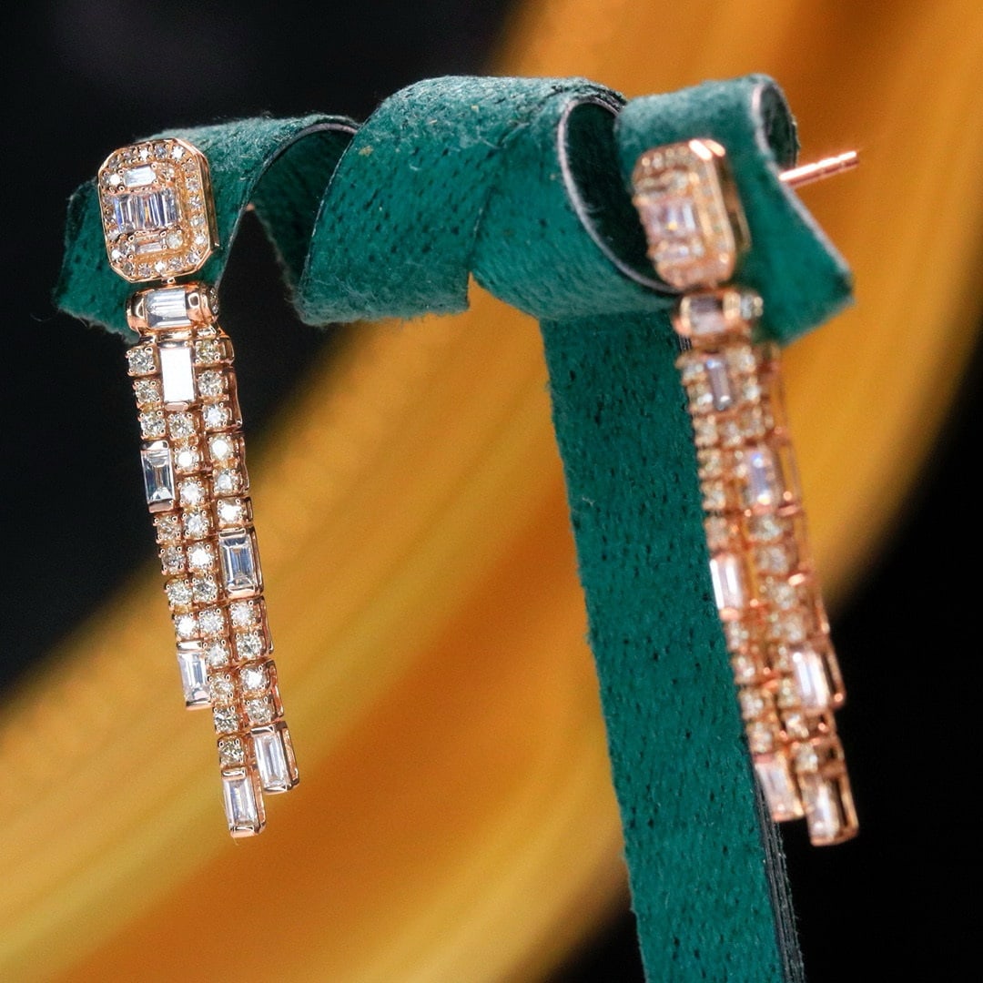 14k Gold 1.46 Ct Natural H Diamond Earrings - 3
