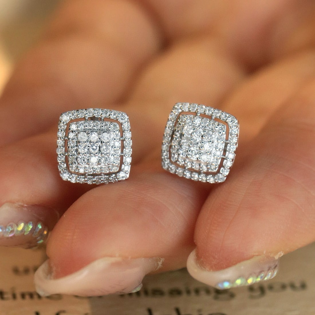 14k Gold 0.5 Ct Natural H Diamond Earrings - 4