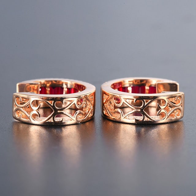 14k Gold 1.05 Ctw Natural Ruby & Diamond Earrings - 4