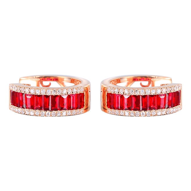 14k Gold 1.05 Ctw Natural Ruby & Diamond Earrings - 5