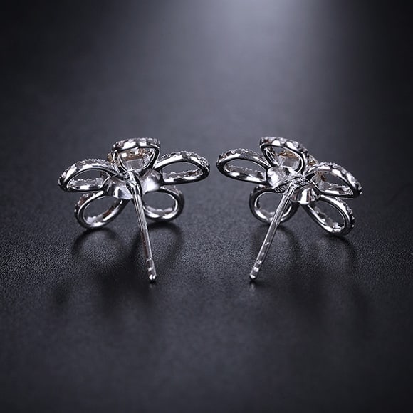 14k Gold 0.89 Ctw Natural Yellow Diamond & Diamond & Flowers Earrings - 4