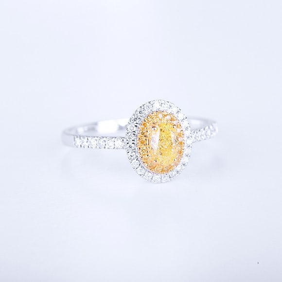 14k Gold 0.59 Ctw Natural Yellow Diamond & Diamond Ring - 2