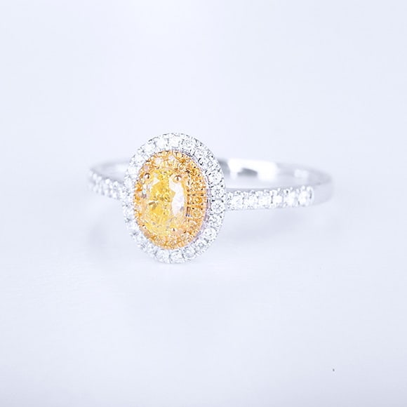14k Gold 0.59 Ctw Natural Yellow Diamond & Diamond Ring - 3
